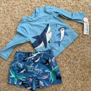 NEW 18M boys shark swim set